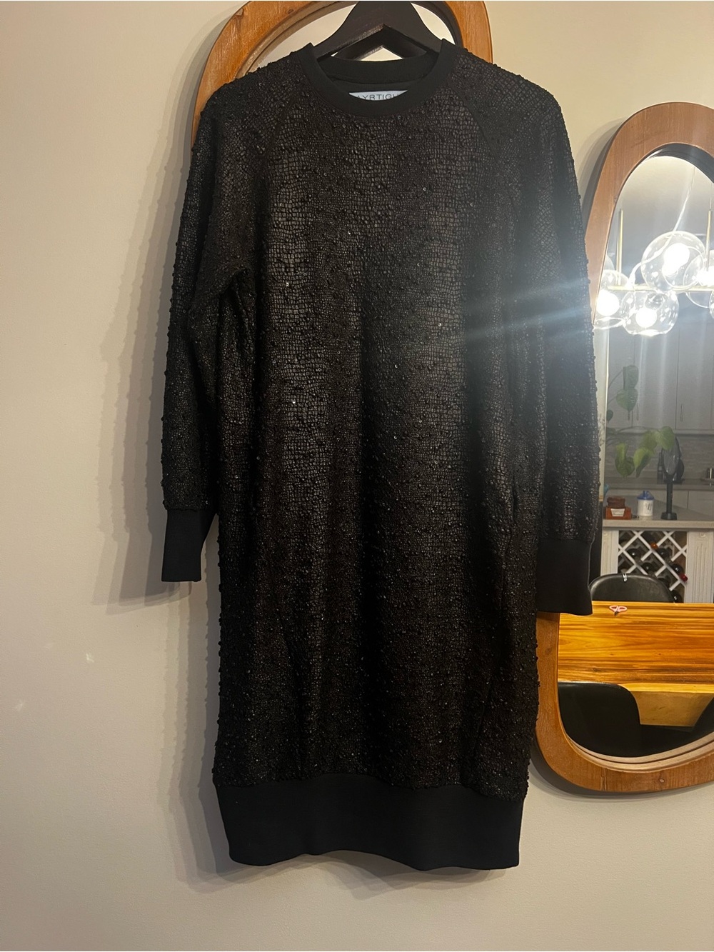 Ayrtight Black Sequin Knit Sweater Dress – Size XS